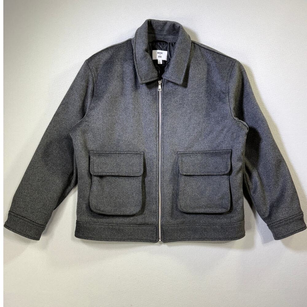 Mode of One Mens Utility Pocket Jacket Heather Onyx XL $159